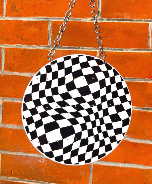 Trippy Checker Print Earring Holder