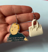 Load image into Gallery viewer, Glittery Bobby Hill Purse Earrings
