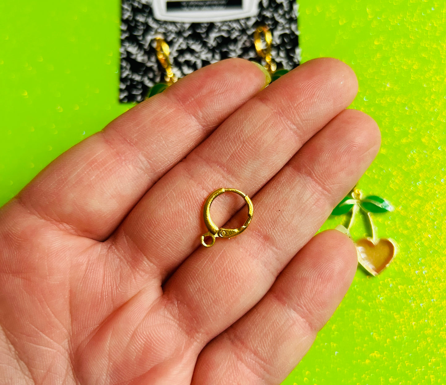 Gold Heart Cherry Earrings