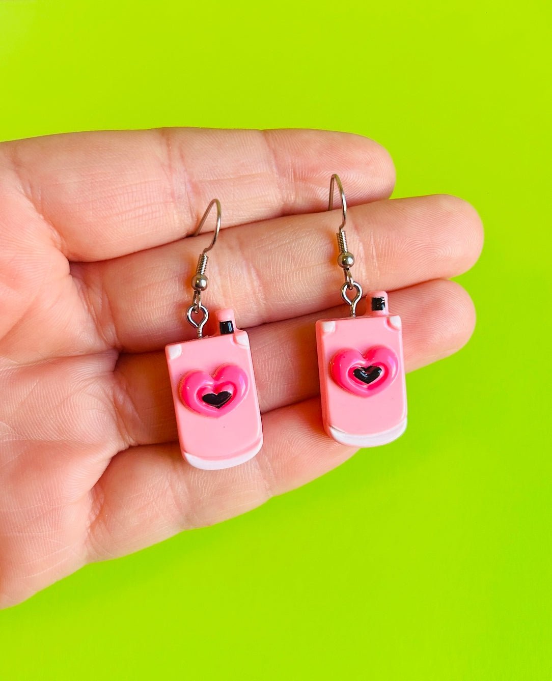 Pink Y2K Cellphone Earrings