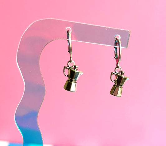 Silver Moka Pot Earrings