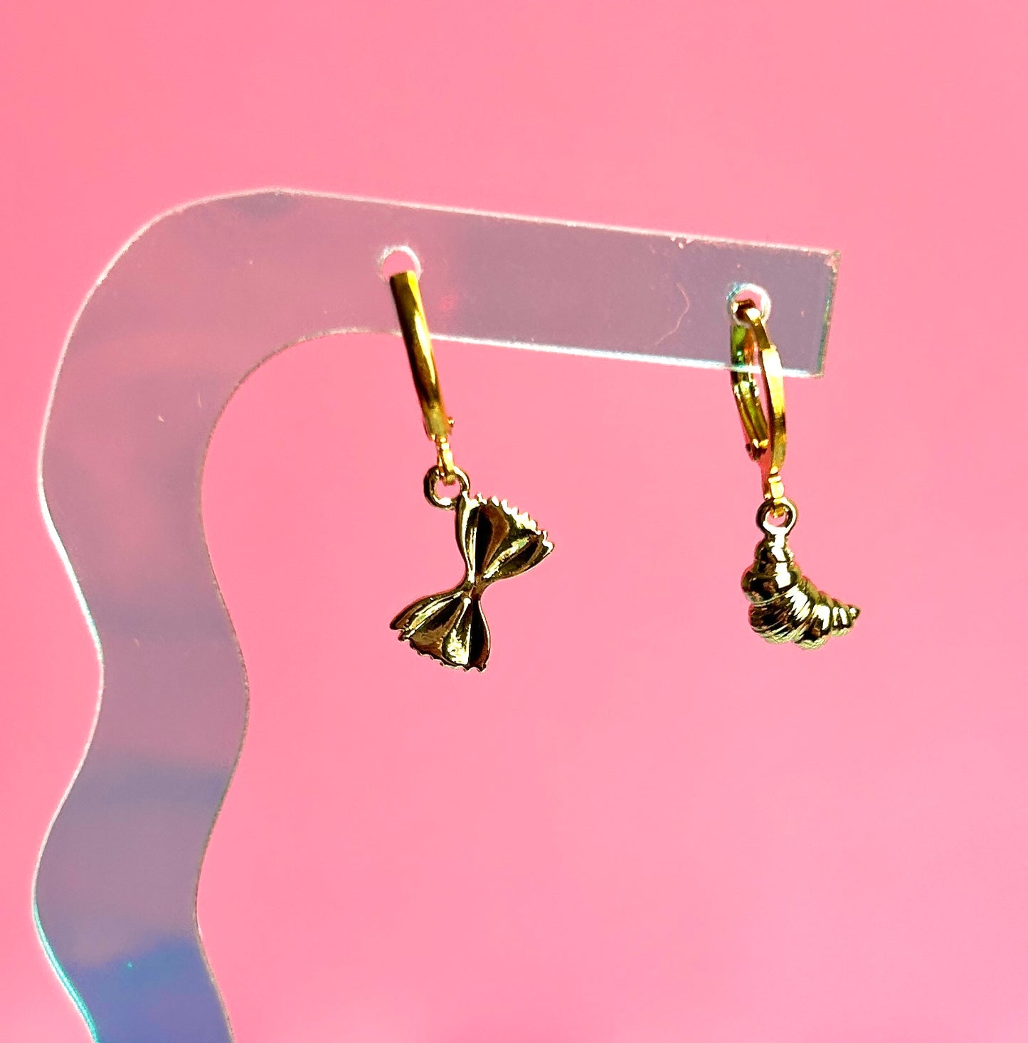 Gold Farfalle and Croissant Earrings
