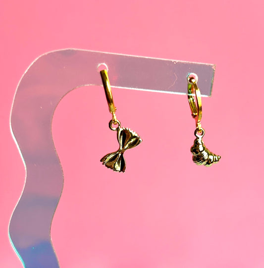 Gold Farfalle and Croissant Earrings
