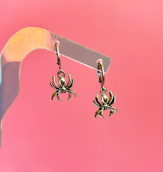 Silver Spider Earrings