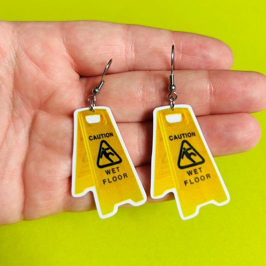 Caution Sign Earrings or Necklace
