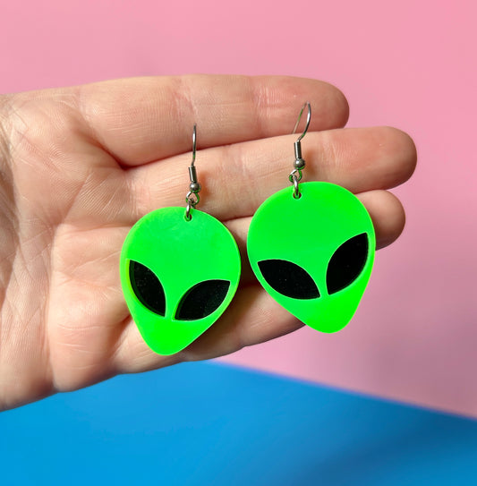 Green Alien Earrings