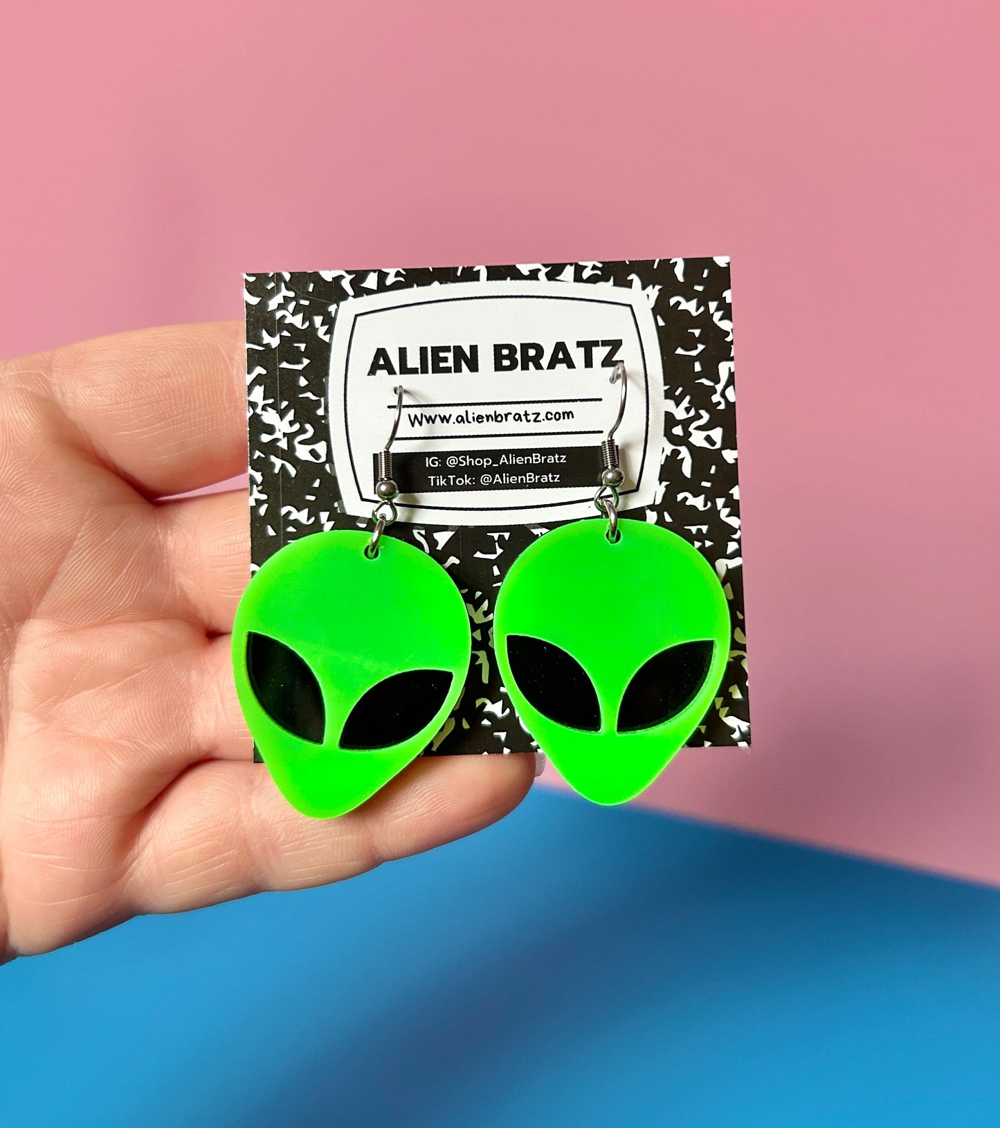 Green Alien Earrings