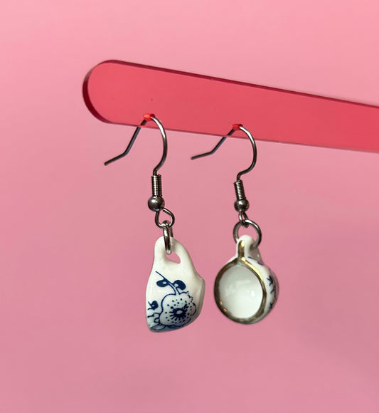 Tiny Ceramic Teacup Earrings