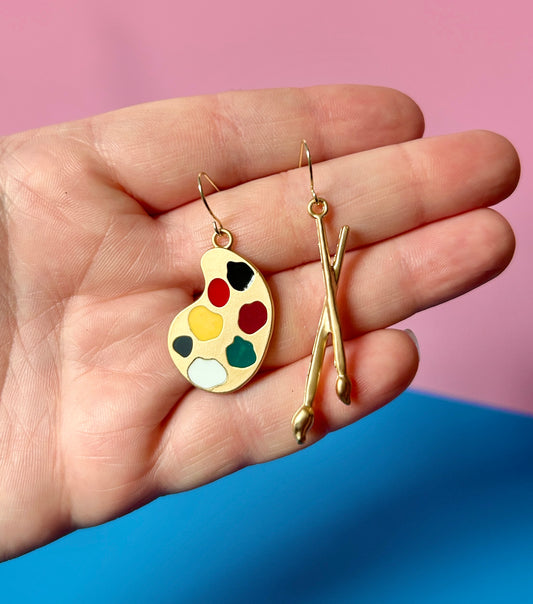 Gold Paint Palette Earrings