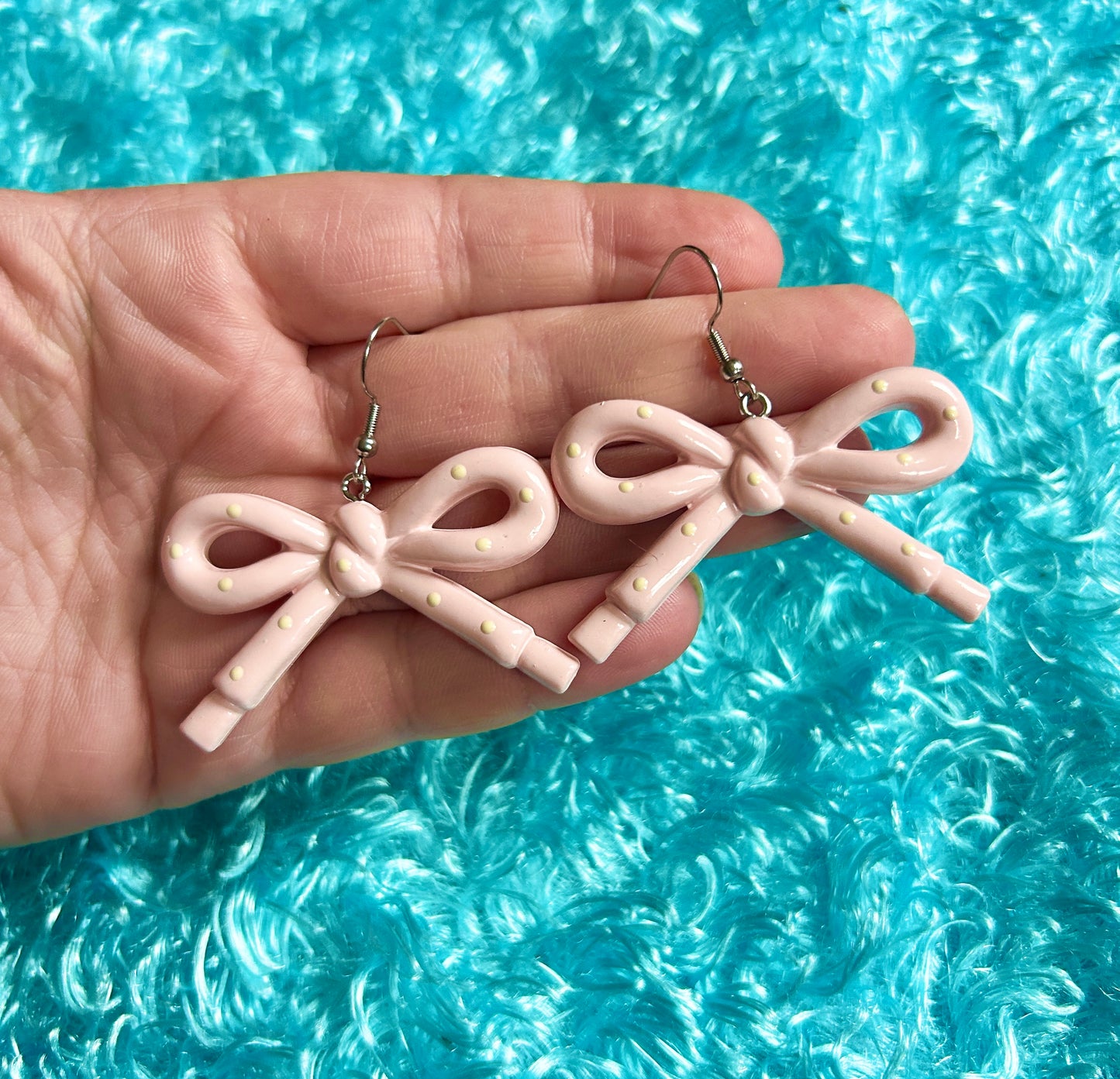 Pastel Pink Bow Earrings