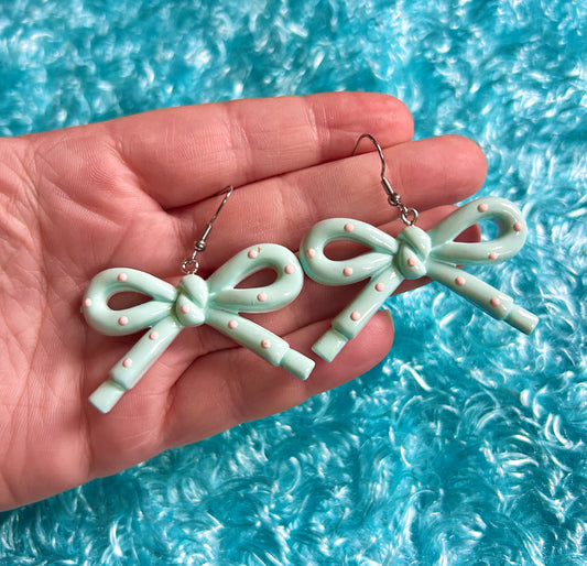 Pastel Blue Bow Earrings