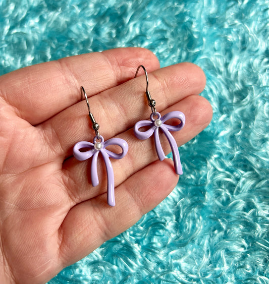 Pastel Purple Bow Earrings
