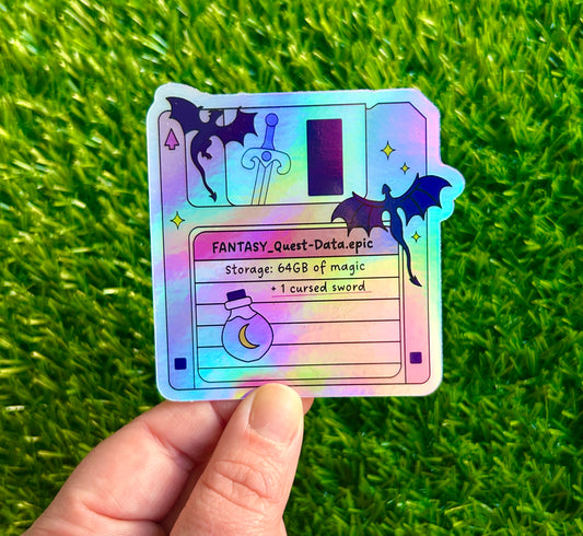 Holographic Fantasy Book Themed Sticker