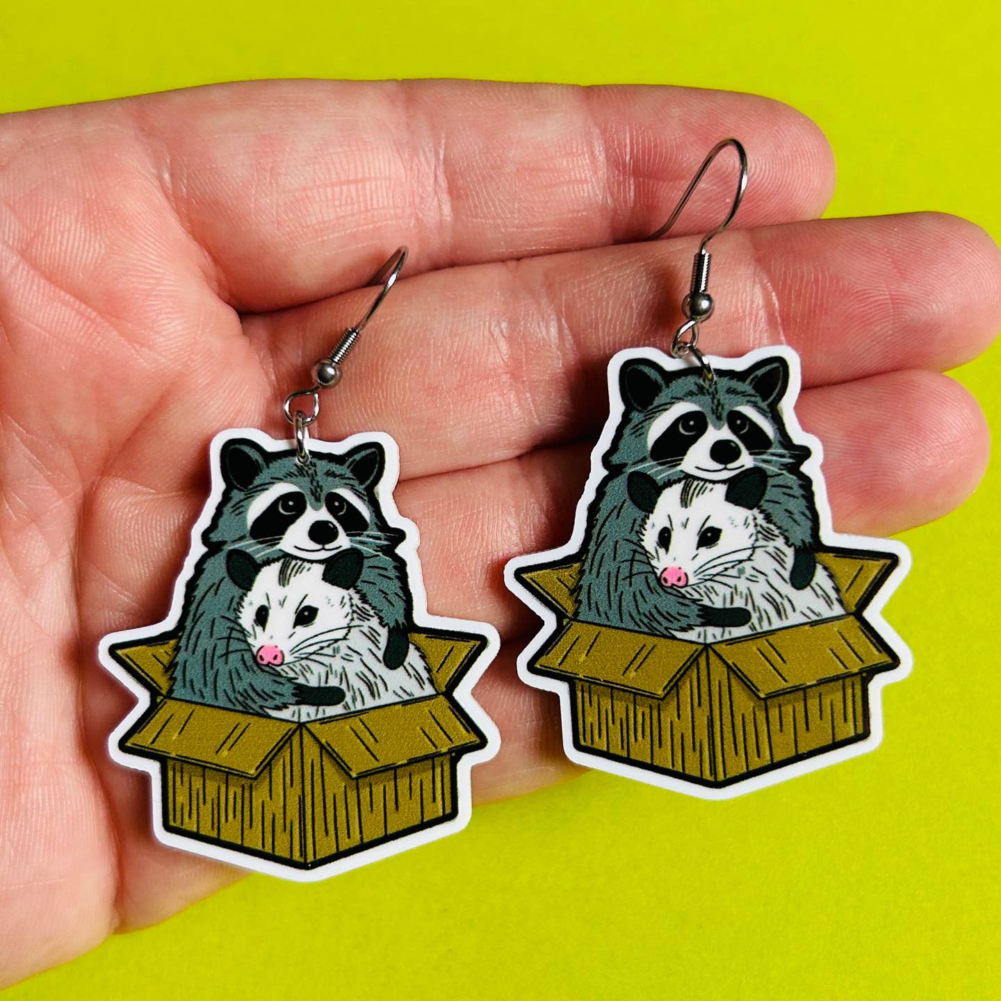 Possum and Raccoon Earrings Or Necklace