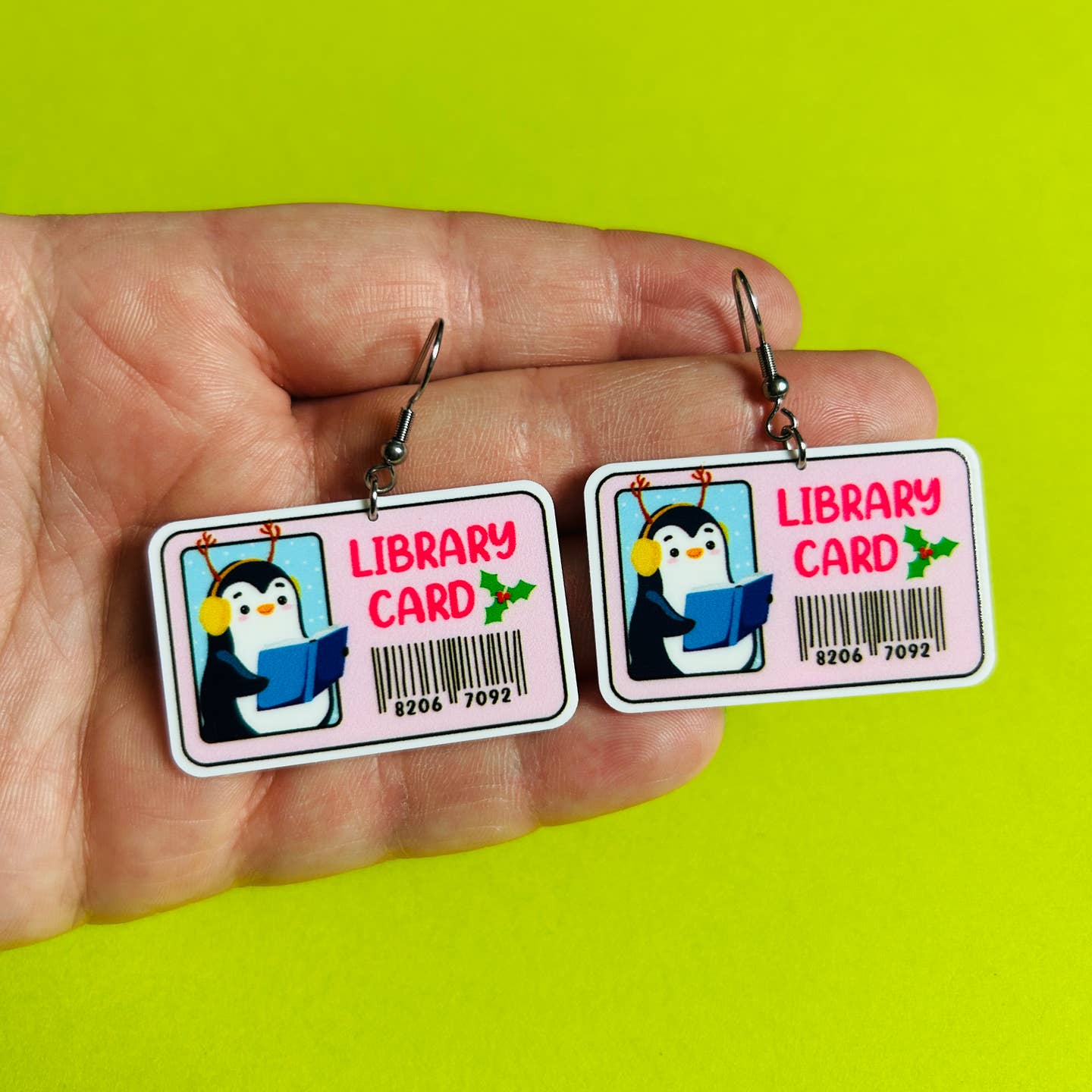 Penguin Library Card Earrings Or Necklace