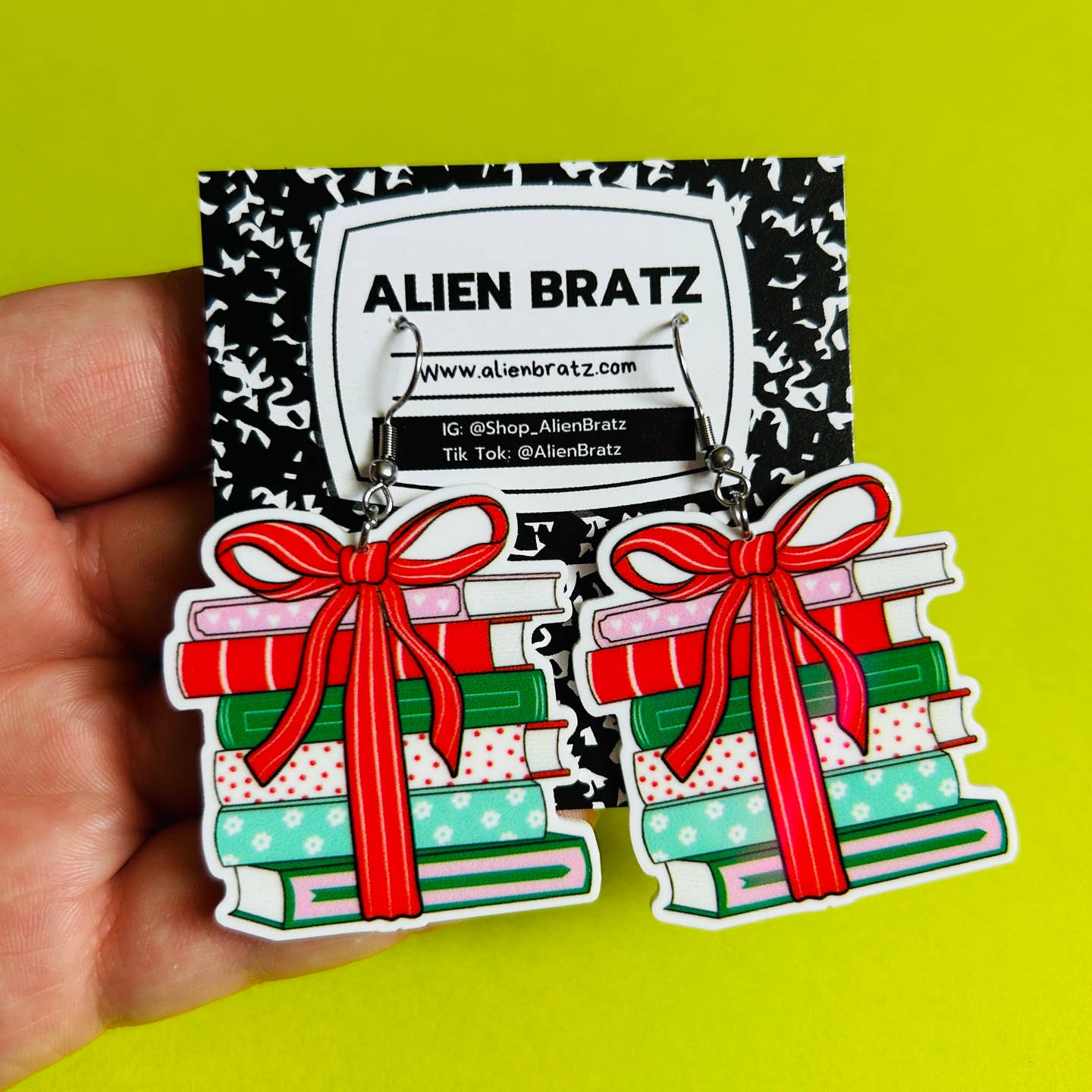 Christmas Book Earrings Or Necklace