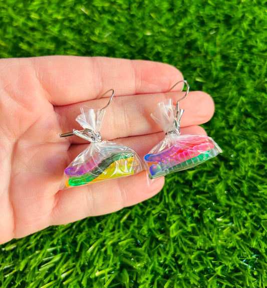 Bag of Gummy Worms Earrings