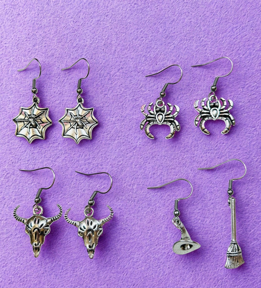 Silver Spooky Earrings