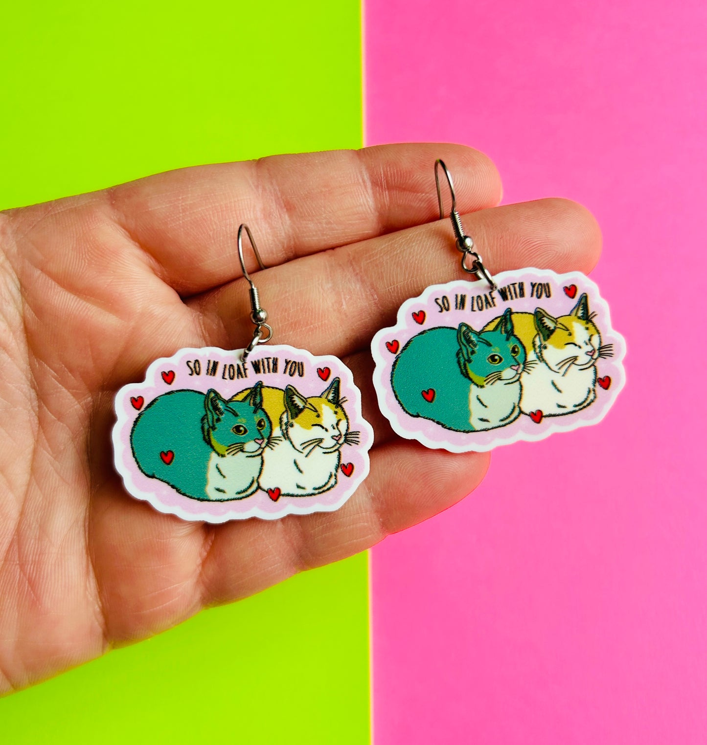 Valentine’s Day Cat Earrings or Necklace