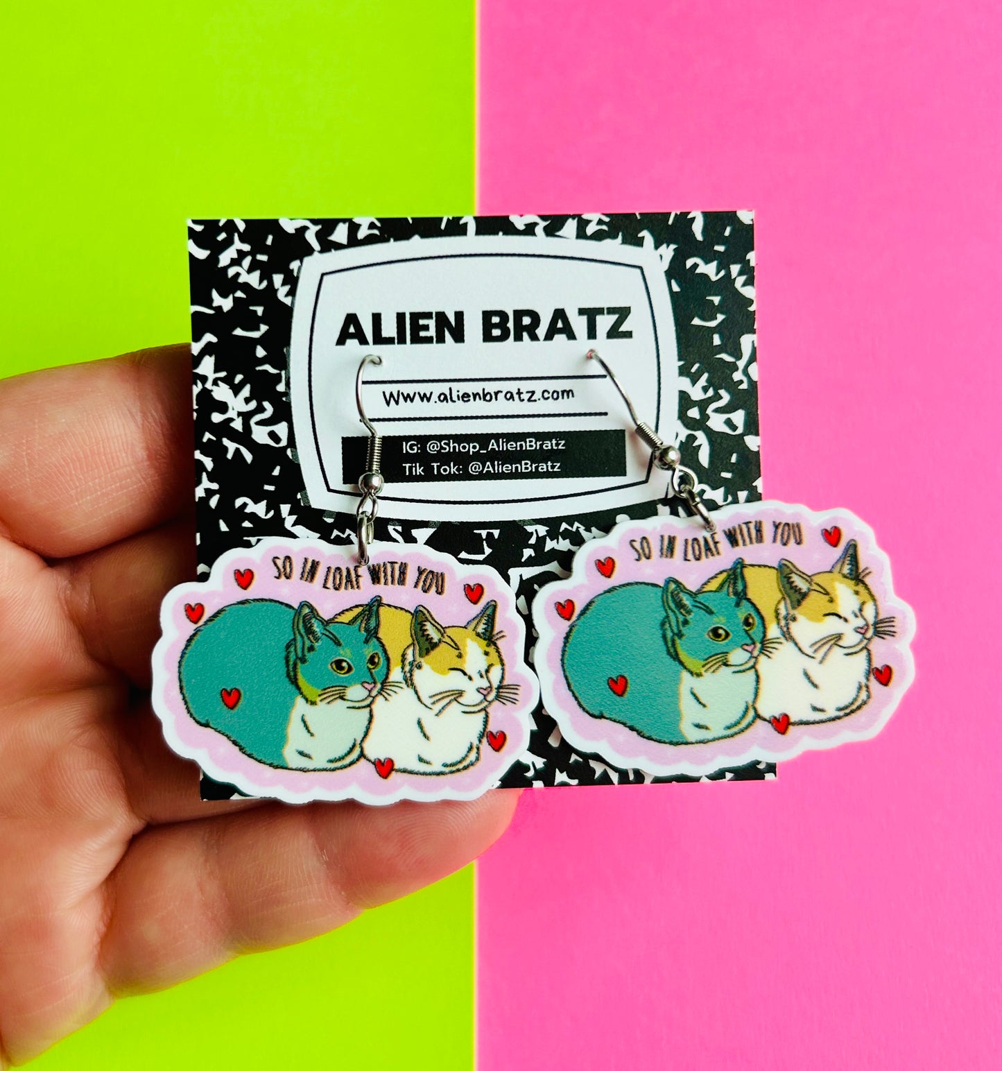 Valentine’s Day Cat Earrings or Necklace