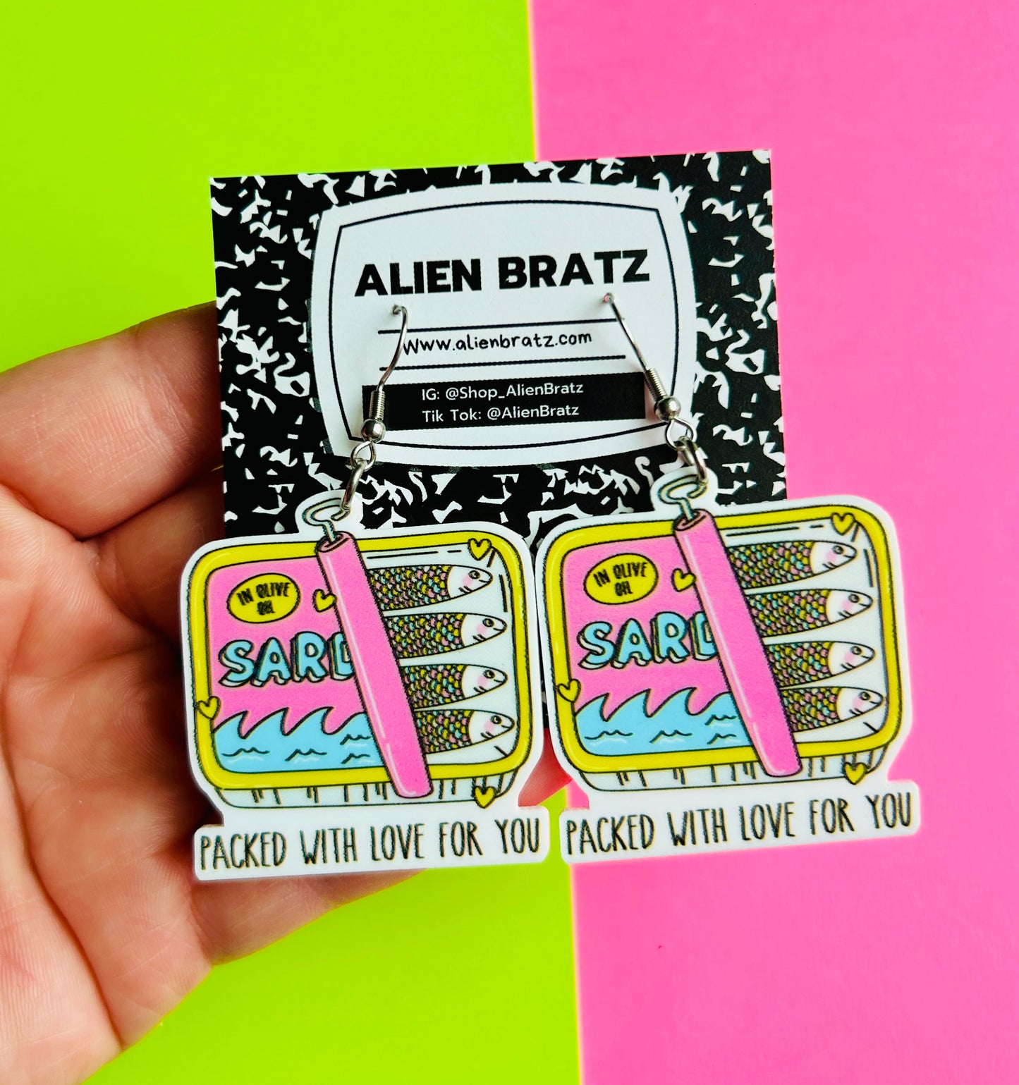 Valentine’s Day Sardine Earrings or Necklace