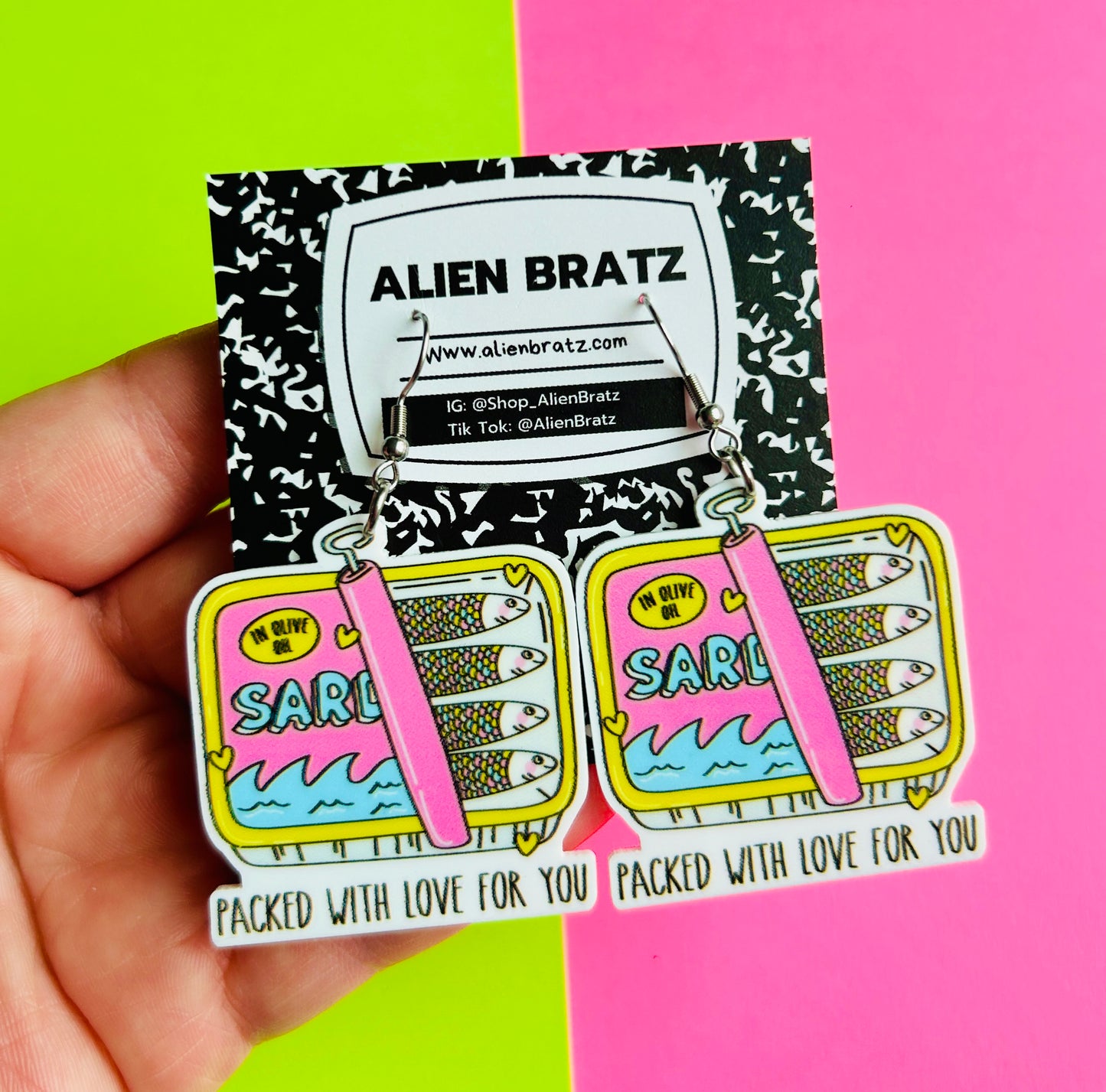 Valentine’s Day Sardine Earrings or Necklace