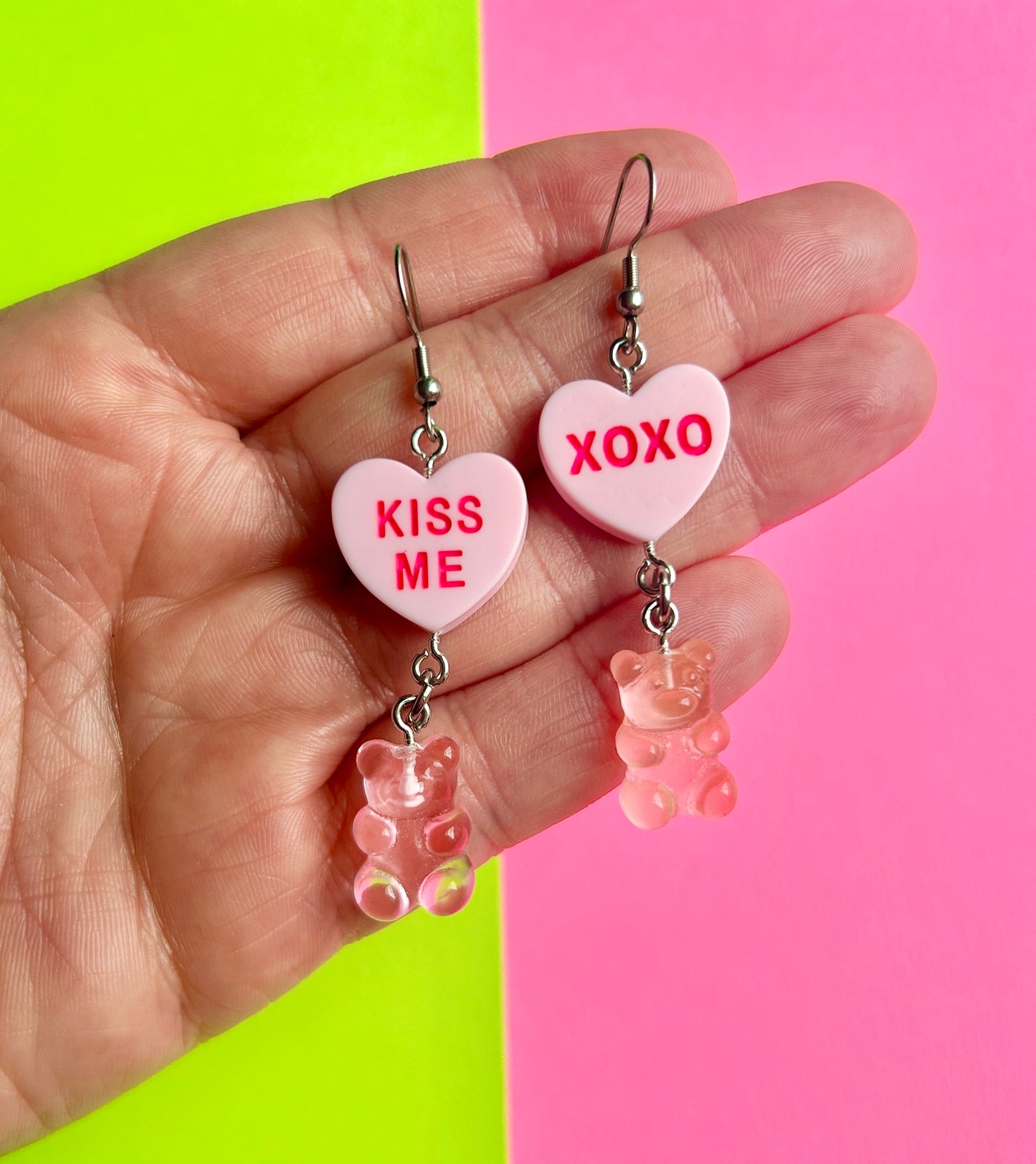 Conversation Heart Gummy Bear Earrings