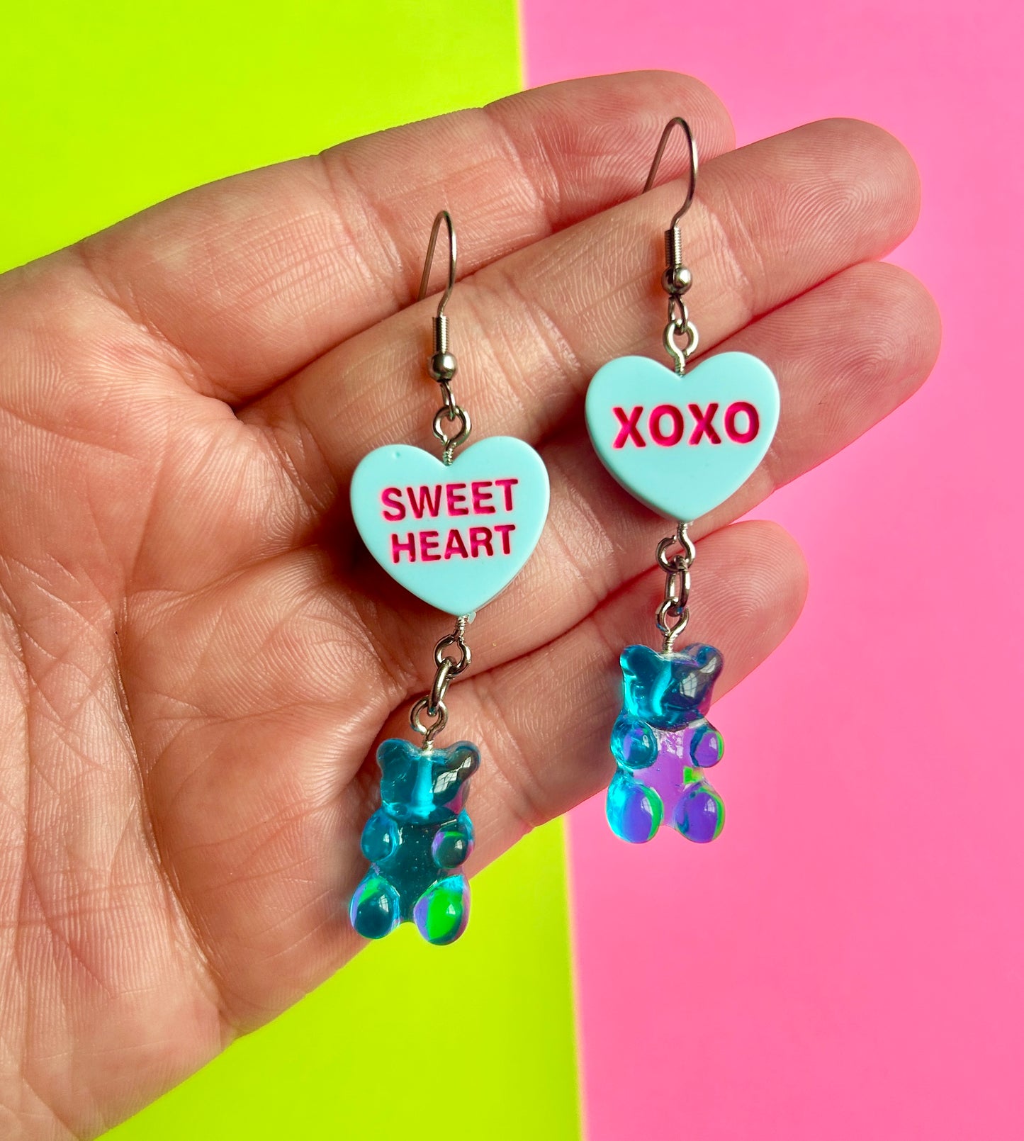 Conversation Heart Gummy Bear Earrings