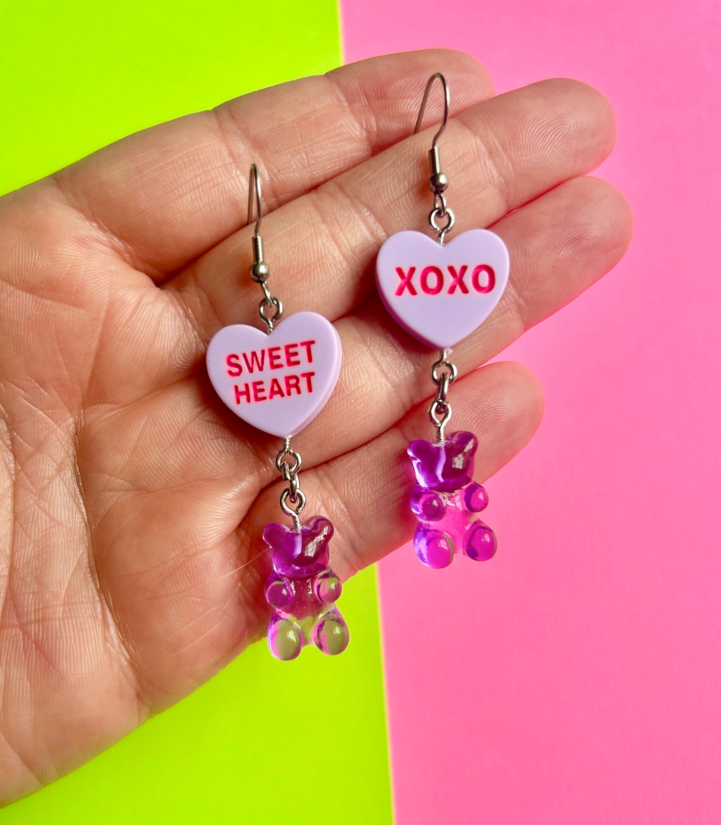 Conversation Heart Gummy Bear Earrings