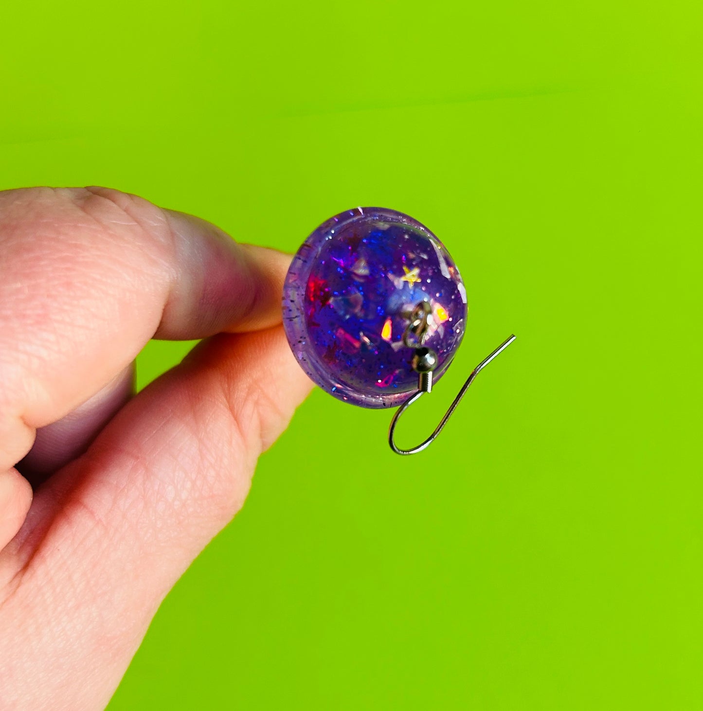 Glittery Purple Lollipop Earrings