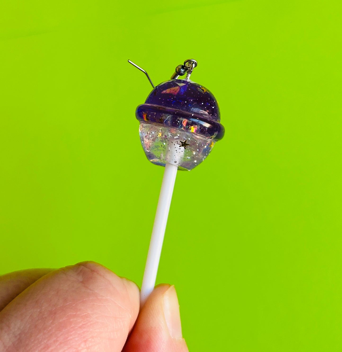 Glittery Purple Lollipop Earrings