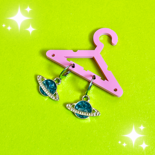 Silver Rhinestone Planet Earrings