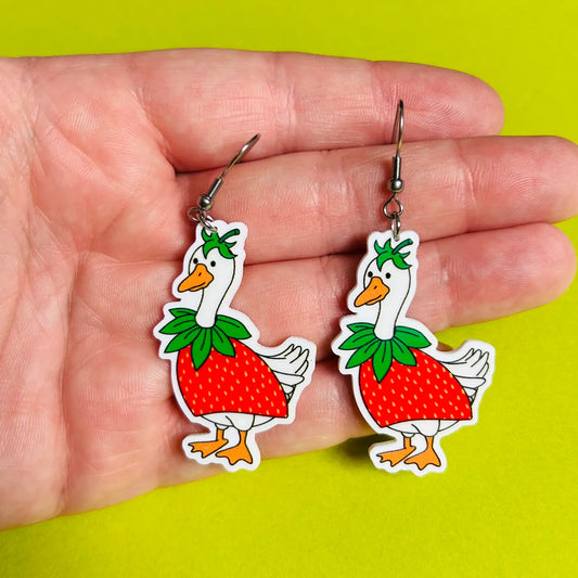 Strawberry Goose Earrings or Necklace