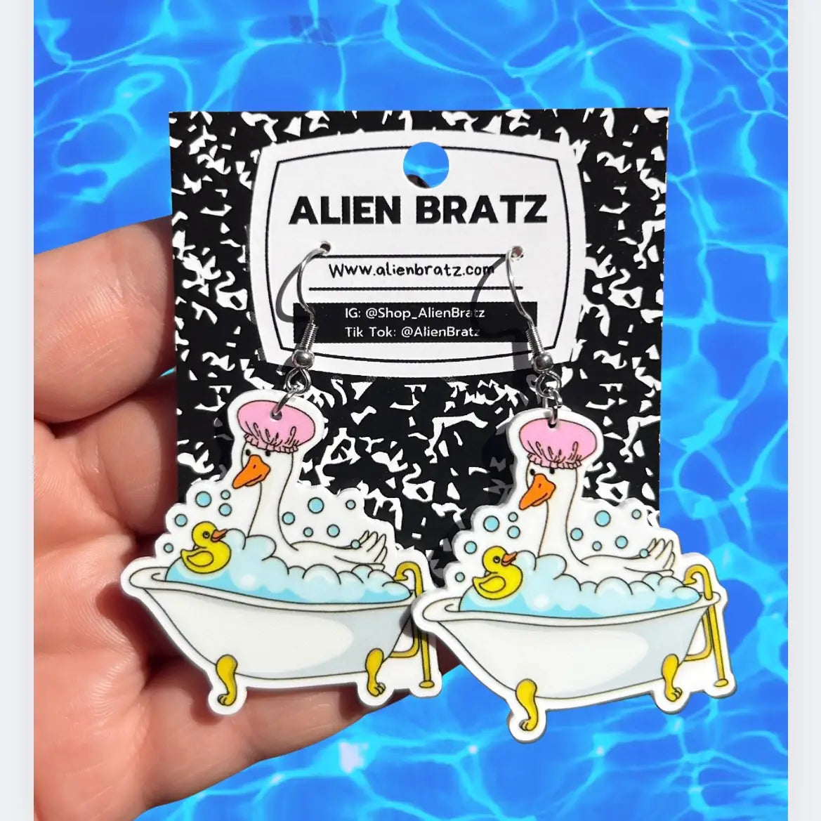 Bathtub Silly Goose Earrings Or Necklace