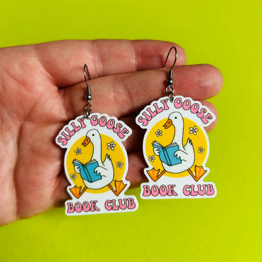 Silly Goose Book Club Earrings Or Necklace