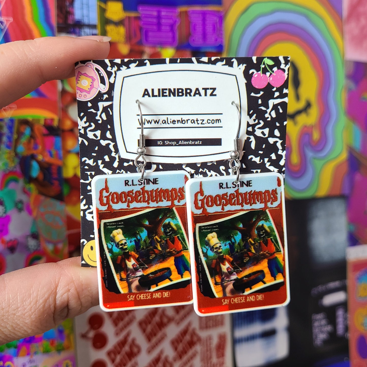 Goosebumps "Say Cheese and Die" Book Earrings Or Necklace