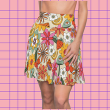 Load image into Gallery viewer, Retro Vibes Mushroom Daisy Skater Skirt
