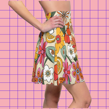 Load image into Gallery viewer, Retro Vibes Mushroom Daisy Skater Skirt
