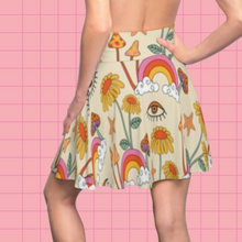 Load image into Gallery viewer, Retro Vibes Mushroom Rainbow Skater Skirt
