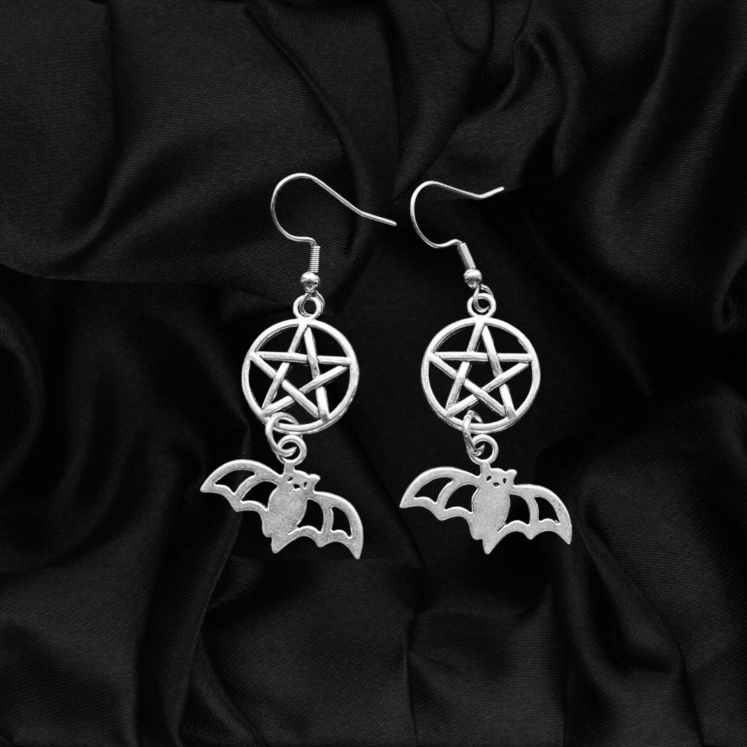 Bat and Pentagram Earrings