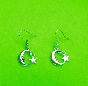 Moon and Stars Dangly Earrings