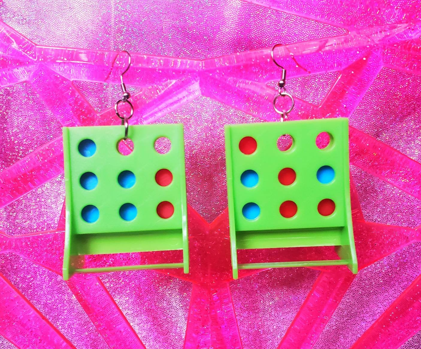 Connect 4 Game Earrings