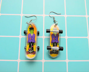 Frankenstein Halloween Skateboard Earrings