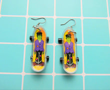 Load image into Gallery viewer, Frankenstein Halloween Skateboard Earrings
