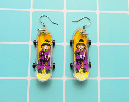 Witch Halloween Skateboard Earrings