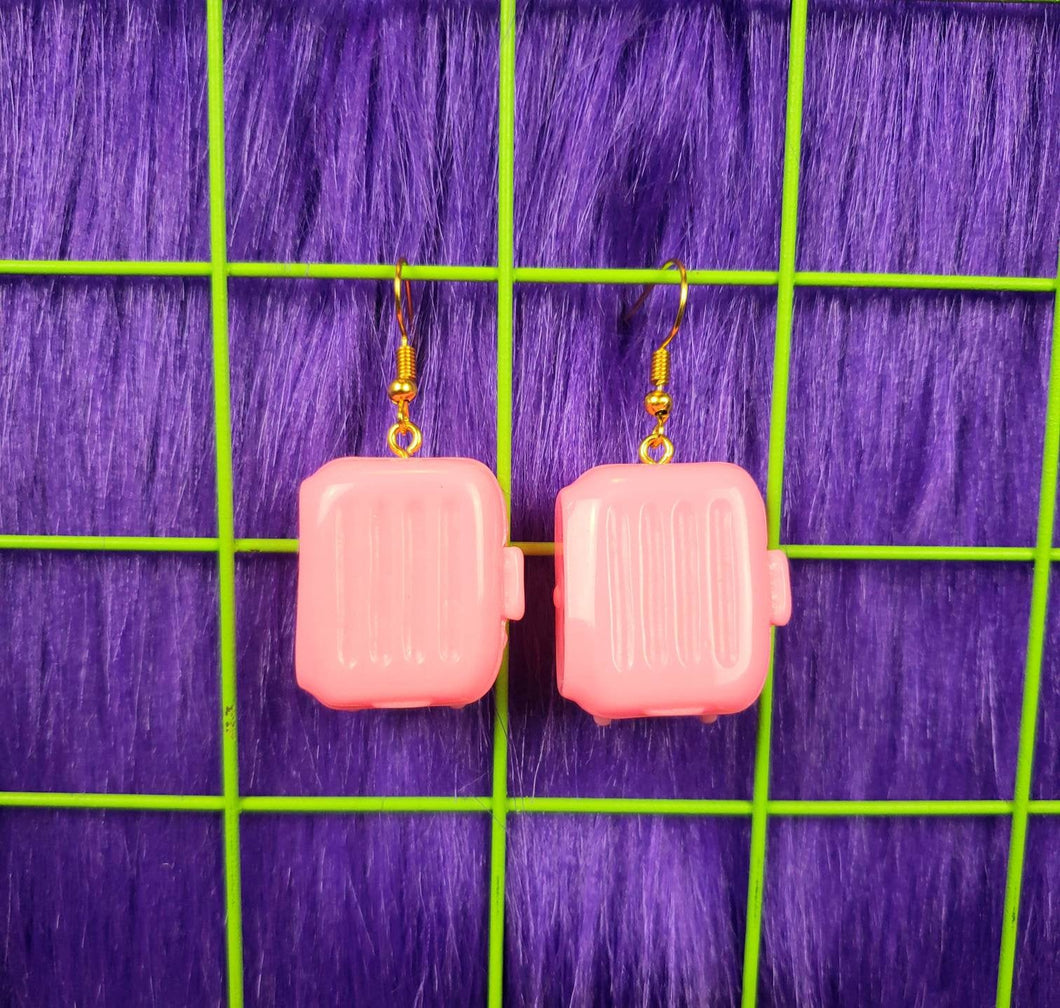 Miniature Pink Luggage Earrings