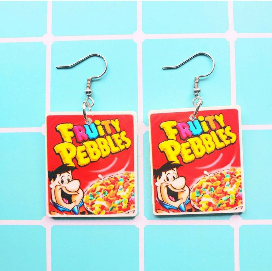Fruity Pebbles Flintstones Cereal Earrings