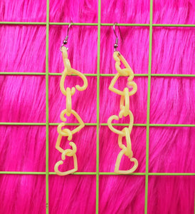 Yellow Heart Chain Earrings