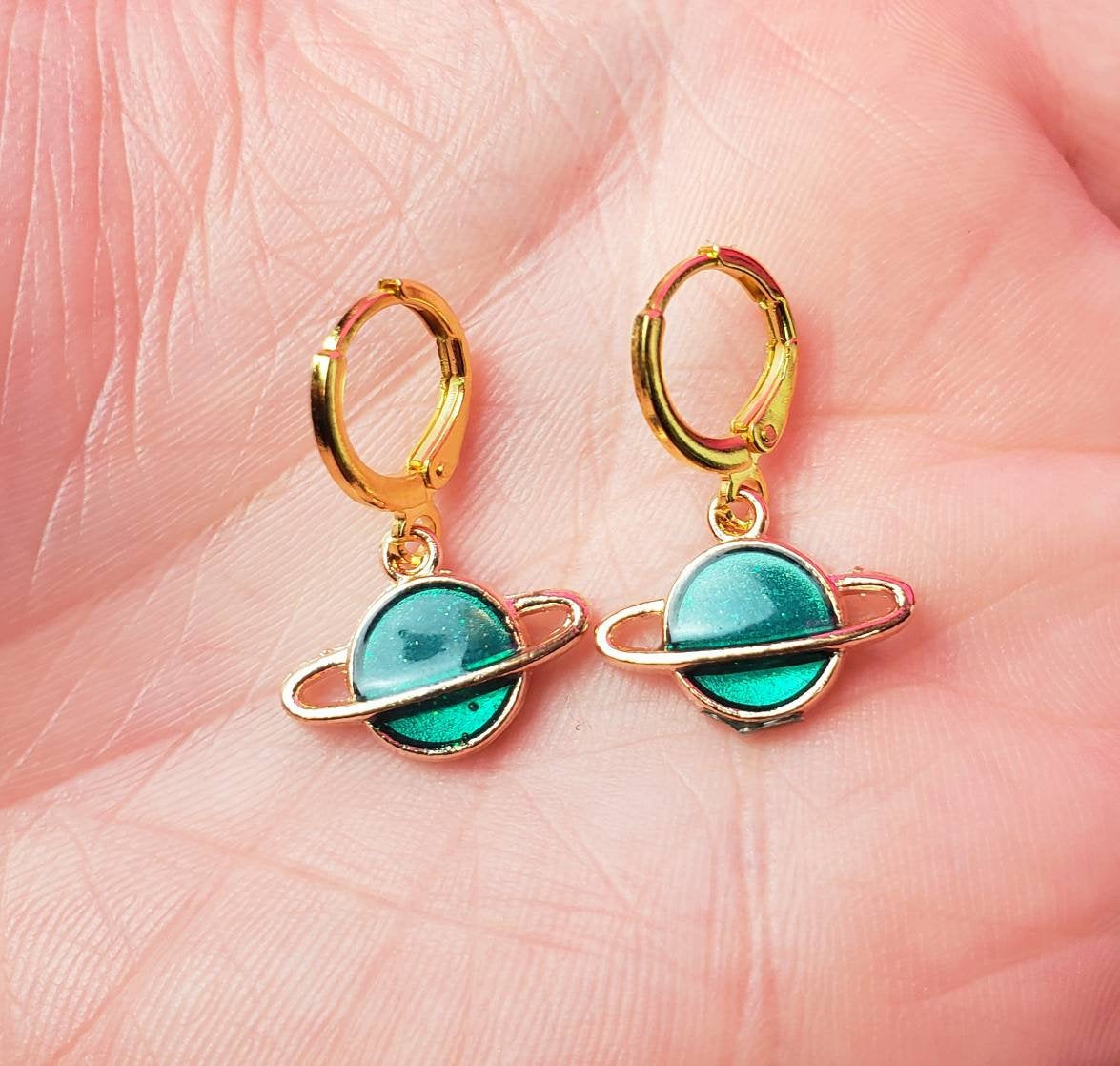 Blue Planet Gold Earrings