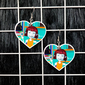 Angela Anaconda Heart Earrings